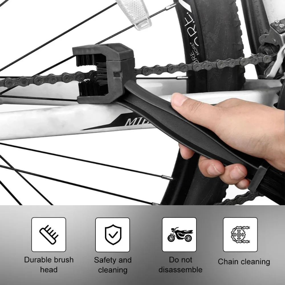 Motorcycle Chain Brush Cleaner — Plastic Bike & Moto Scrubber, Outdoor Chain Cleaning Tool for Road & Maintenance