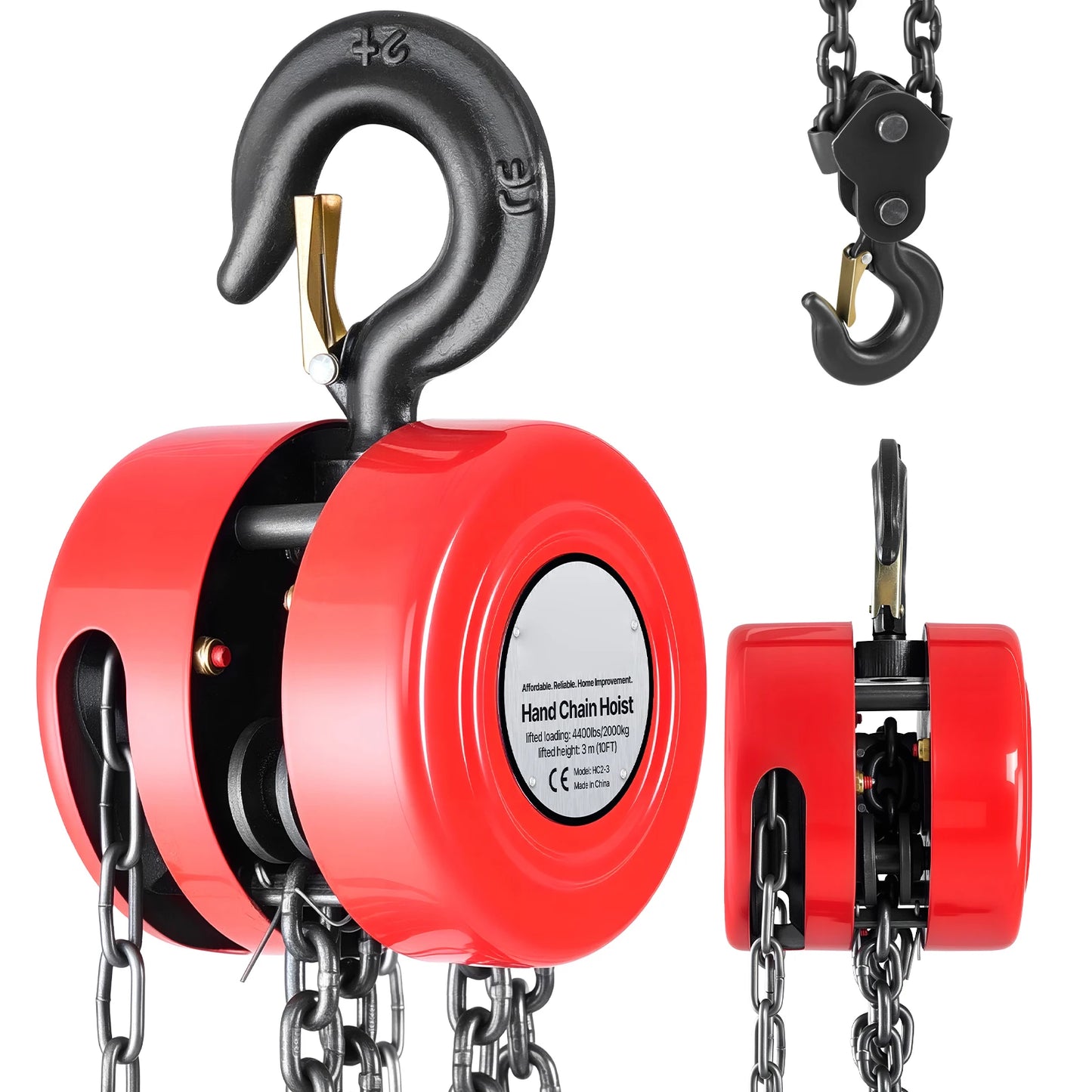 SucceBuy Manual Chain Hoist - 1T/2T Hand Chain Block with 8/10/20 ft Lifting Height for Garage & Warehouse