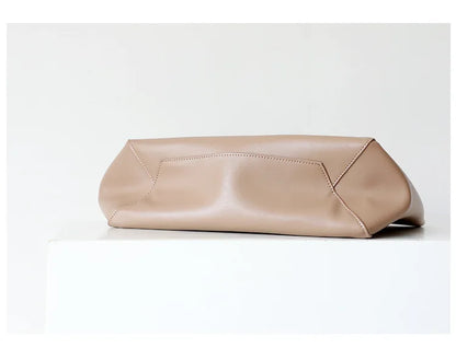 Customizable Name Large Capacity Commuter Bag – 100% Genuine Leather Soft Tote, Single Shoulder & Diagonal Shopping Bag