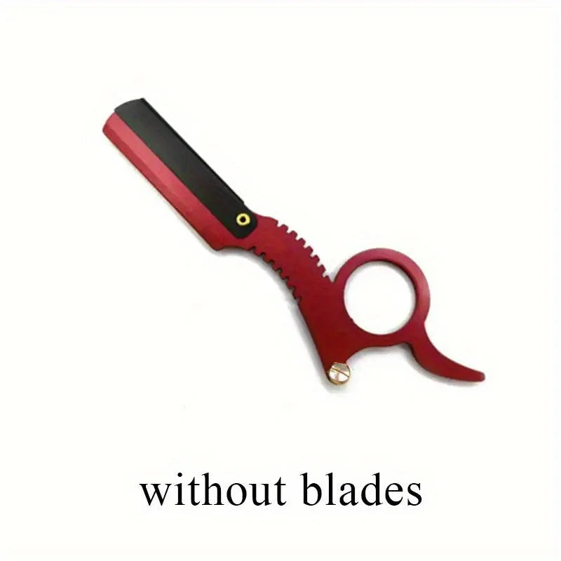 Stainless Steel Old Fashioned Razor Holder: Thumb Shaving Tool for Eyebrows and Face Cleaning - Bladeless Safety Razor Scissors