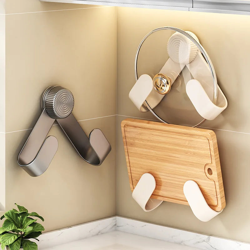 Wall-Mounted Kitchen Pot Lid & Cutting Board Holder – No-Punch Storage Organizer for Multi-Purpose Use