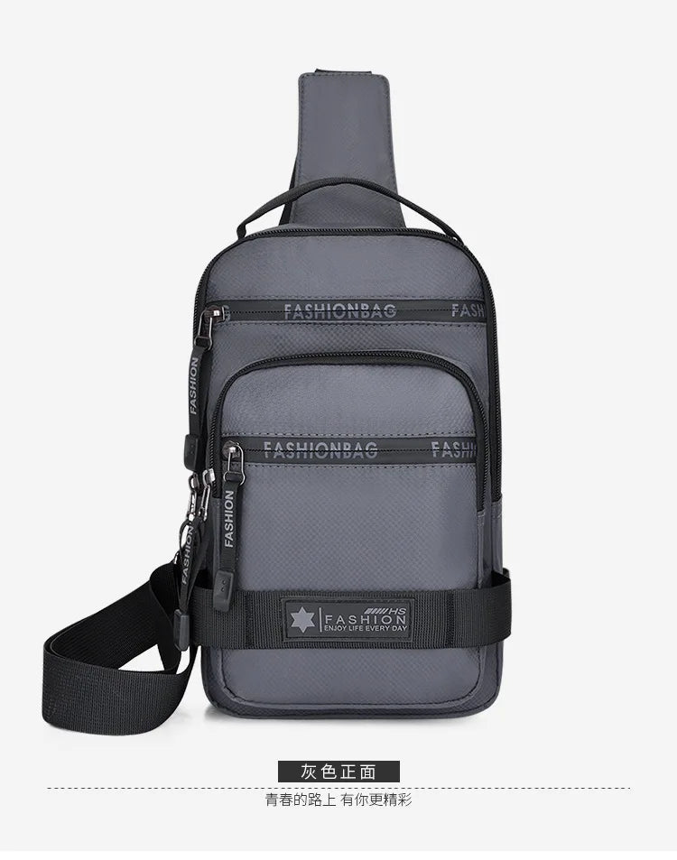Men’s Chest Bag – Large Capacity Lightweight Nylon Crossbody Shoulder Backpack for Travel, Korean Style