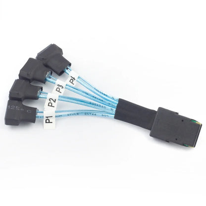 SFF-8087 to 4× SATA 3.0 Cable - Mini SAS to SATA SSD Data Transfer Cable, 0.3m