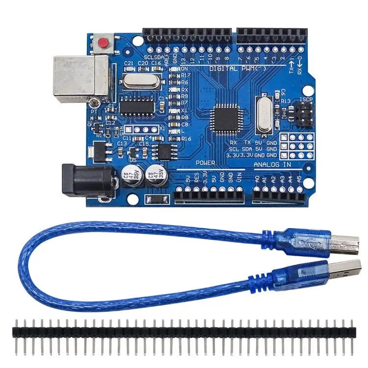 UNO R3 ATmega328P Development Board - Arduino IDE Compatible Controller Board with Pin Header & USB Cable