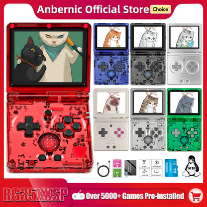 ANBERNIC RG35XXSP Flip Handheld Game Console – 3.5” IPS Display, 64GB, 64-Bit Linux, Online Play