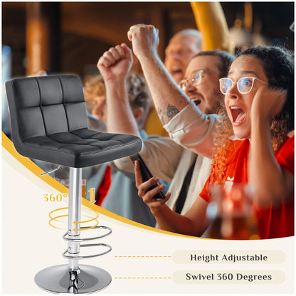 PU Leather Bar Stools Set of 2 – Upholstered Counter Height Stools with Comfortable Backrest, SGS Certified Gas Cylinder