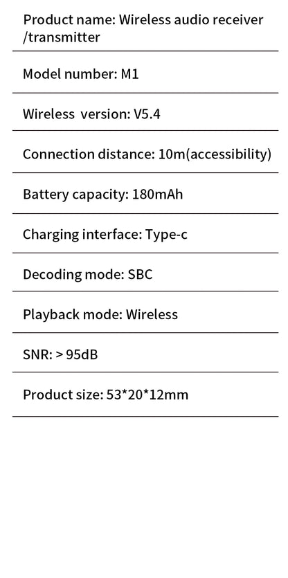 Bluetooth 5.4 Audio Transmitter Receiver – 3.5mm AUX HiFi Stereo Wireless Adapter with Mic for Car, Airplane, TV, PC & Headphones