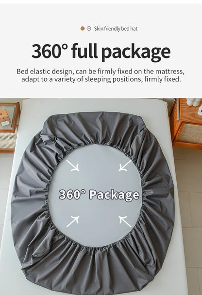 Waterproof Fitted Bed Sheet – 360 Elastic Band Mattress Protector for Single, Double, King & Queen Size