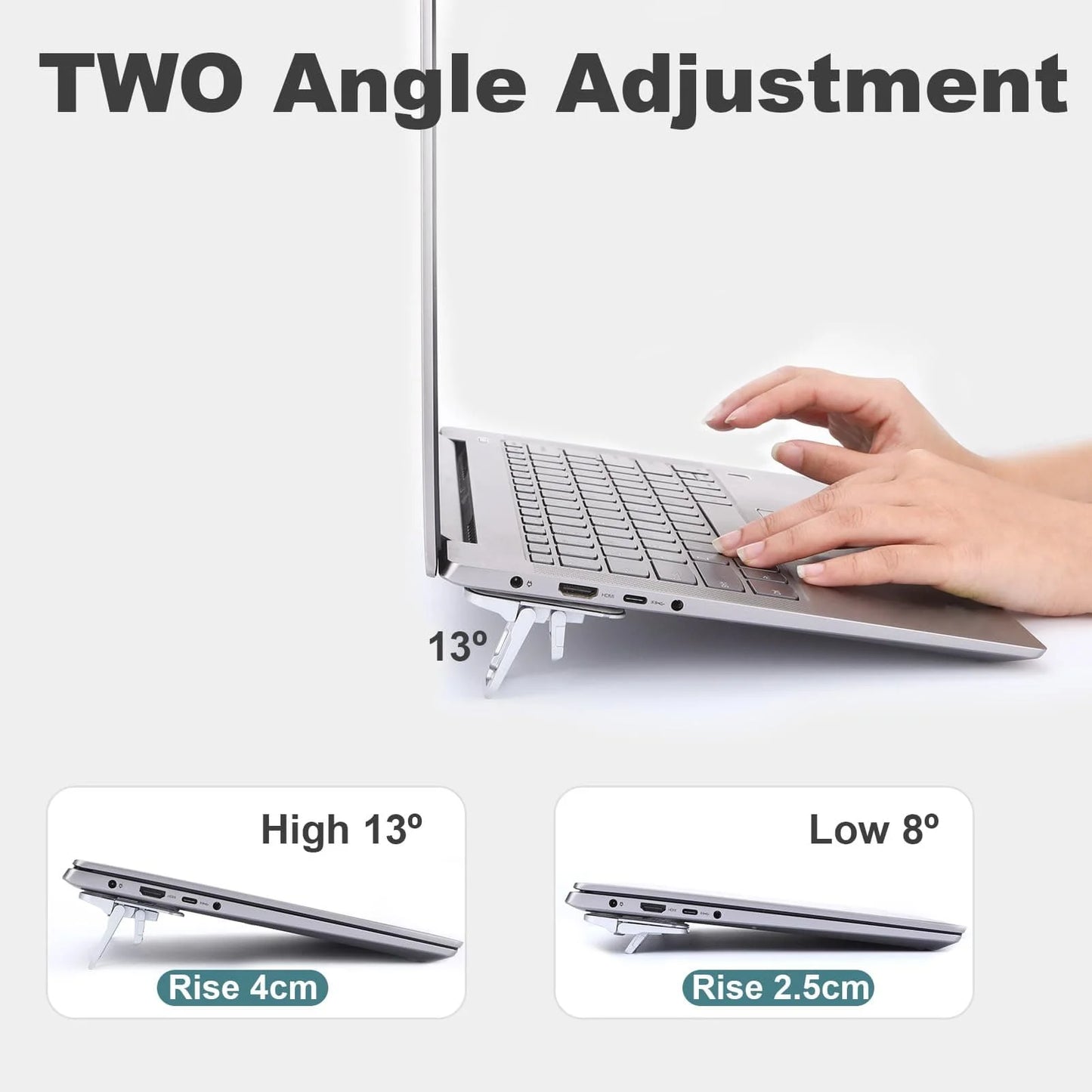 2PCS Mini Foldable Laptop Stand – Portable Adjustable Angle Self-Adhesive Invisible Notebook Riser for Laptop & Keyboard Support