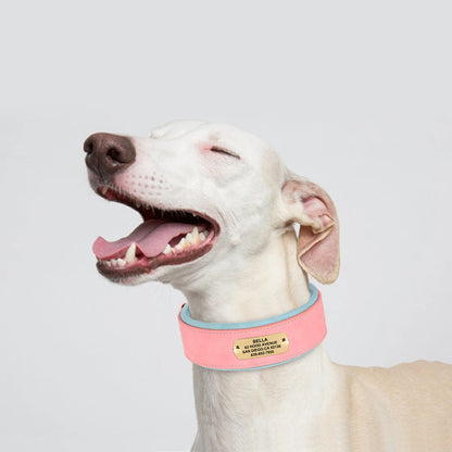 Wide Personalized PU Leather Dog Collar – Custom Tag Soft Pet Collar for Small, Medium & Large Dogs, Pitbulls & Bulldogs