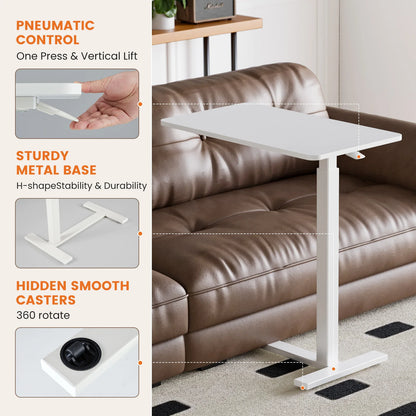 Overbed Bedside Table – Adjustable Height Sofa Table with Hidden Wheels for Laptop & Mobile Use