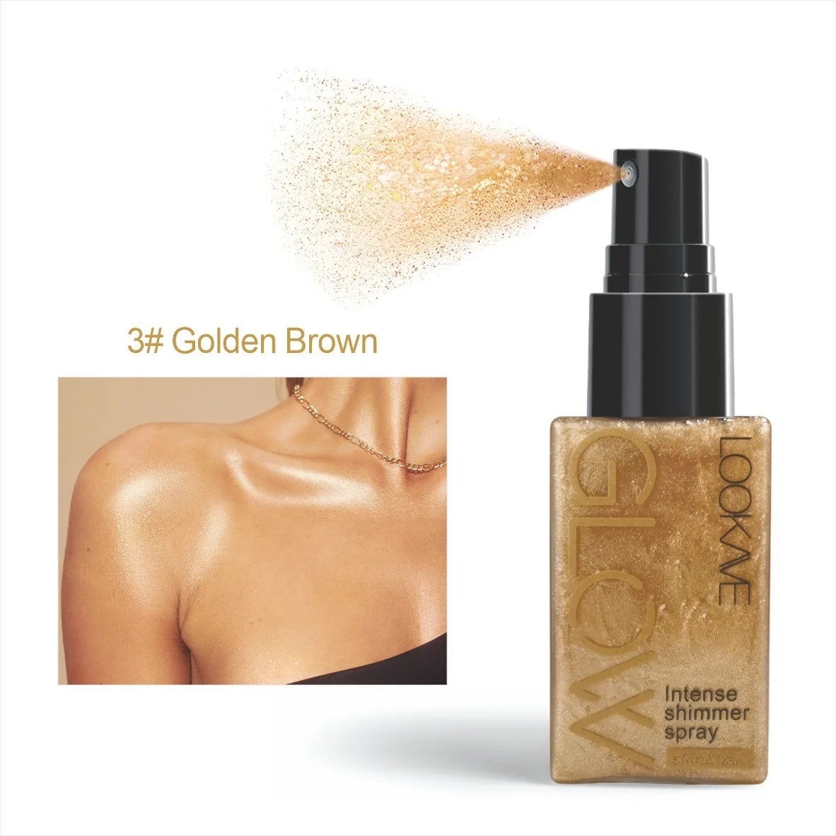 Waterproof Shimmer Oil Spray – Long-Lasting Gold & Bronze Liquid Highlighter for Face and Body