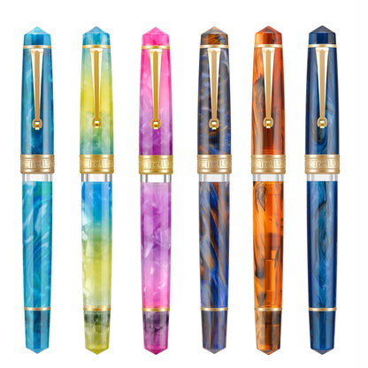 Asvine P20 Piston Filling Fountain Pen – Acrylic with Beautiful Patterns, EF/F/M Nib, Golden Clip, Smooth Writing Office Gift Pen