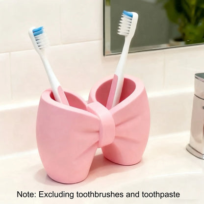 Creative Bow Pen & Toothbrush Holder – Freestanding Plastic Organizer for Bedroom & Bathroom Decor