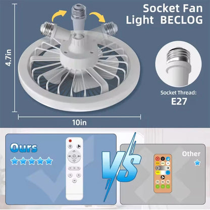 Rotatable 3-in-1 Ceiling Fan Light - E27 LED Converter with Smart Remote Control for Bedroom, Kitchen & Study