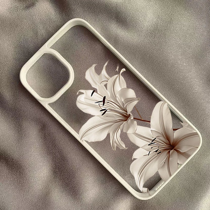 Vintage Lily Floral iPhone Case - Shockproof Protective Cover for iPhone 11–17 Series