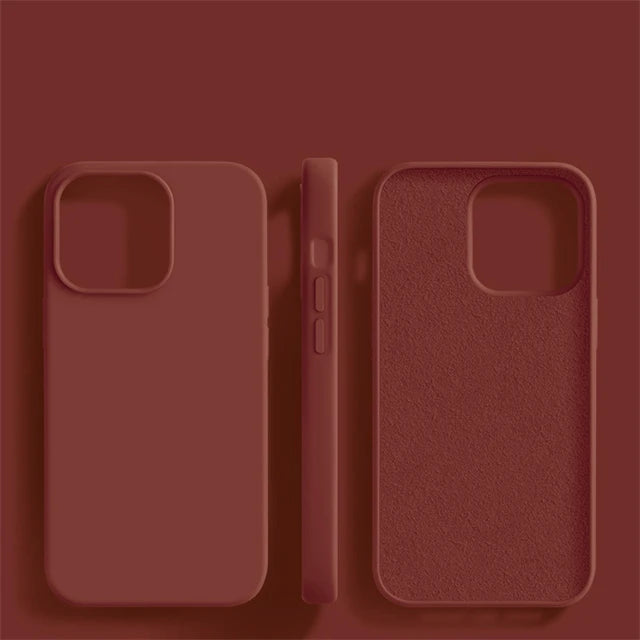 Original Liquid Silicone iPhone Case - Shockproof Soft Back Cover for iPhone 15, 14, 13, 12, 11 Pro Max & More