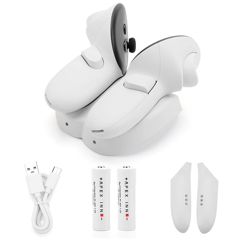 Controller Charging Station for Oculus Quest 3 – 20W Fast Charging with 2 Rechargeable Batteries, Meta Quest 3 VR Accessory