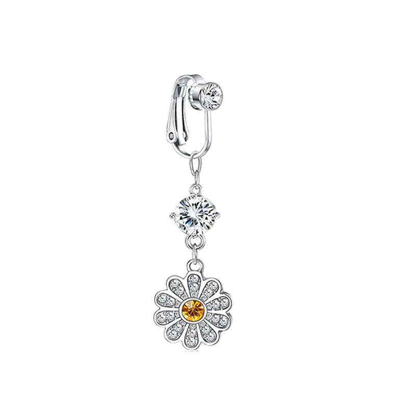 Faux Butterfly Leaves Belly Piercing – Dangling Clip-On Fake Navel & Cartilage Earring for Umbilical Piercing