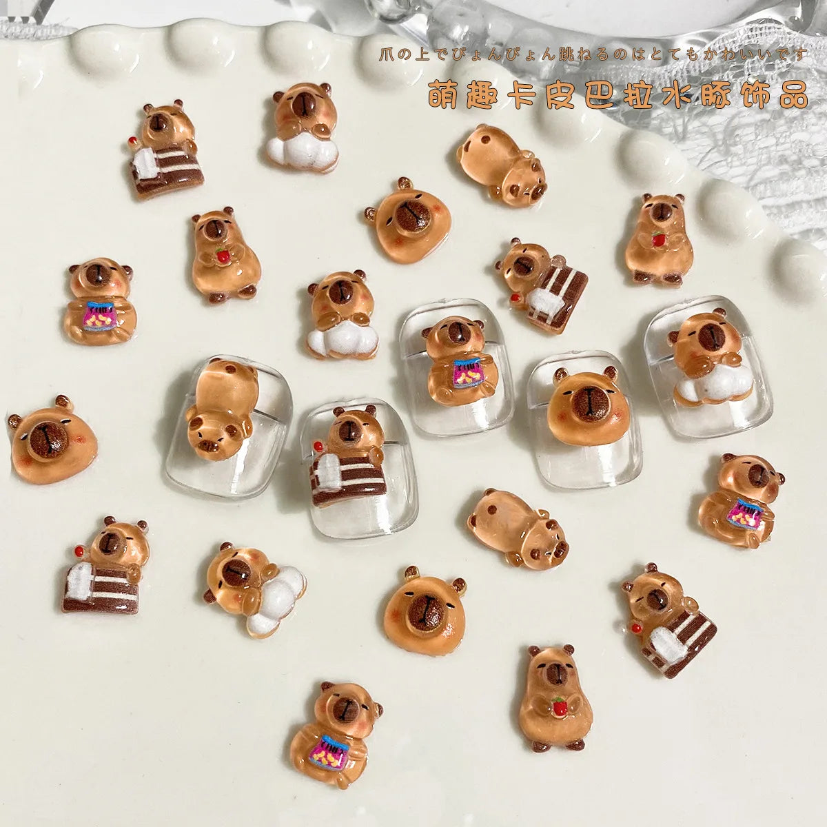 30Pcs 3D Brown Bear Nail Charms - Cute Cartoon Resin Flatback Decorations for DIY Kawaii Nail Art