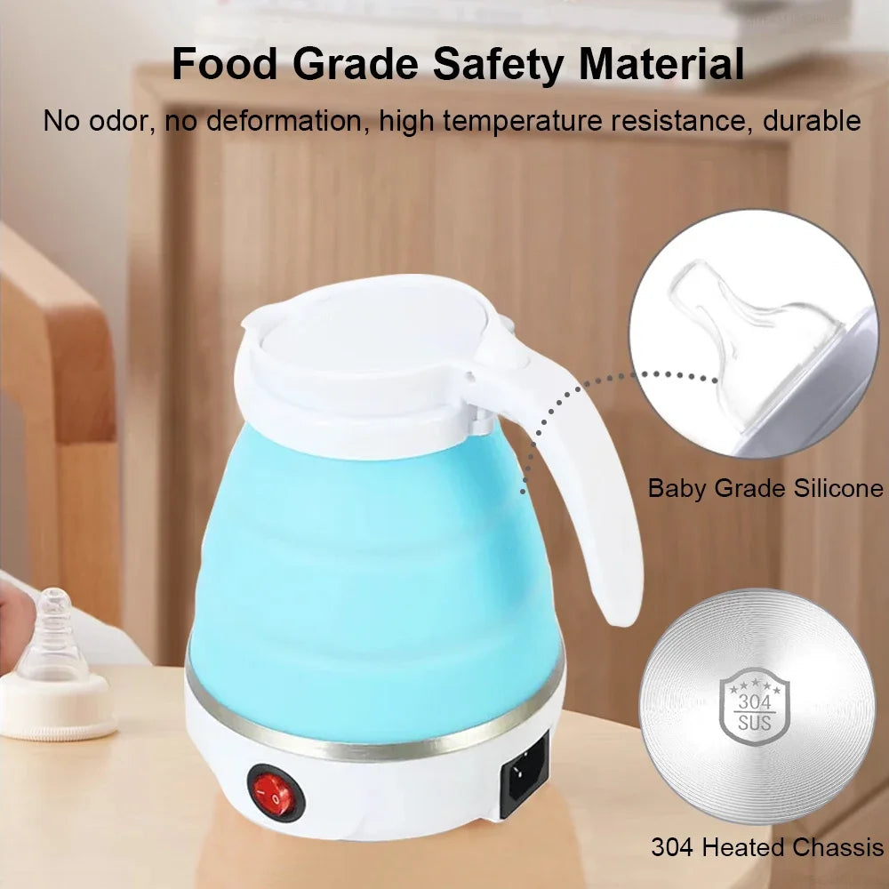 Portable 600ML Folding Electric Kettle – Travel & Camping Electric Water Heater, Foldable Design
