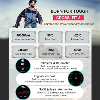 NORTH EDGE 2025 GPS Smartwatch — Men's Sport Watch with HD AMOLED, Altimeter, Barometer & Compass, 50M Water-Resistant