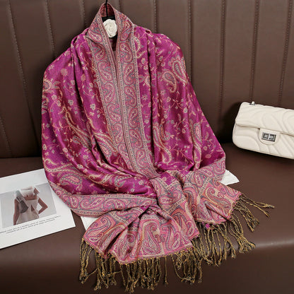 Luxury Autumn Cashmere Pashmina Shawl – Warm Winter Scarves for Women, Printed Cotton Foulard Stole Scarf 2023