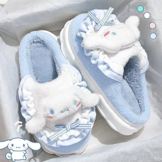 Sanrio Cinnamoroll Hello Kitty Kuromi Cotton Slippers – Cute Cartoon Winter Indoor Shoes with Thick Sole for Warmth