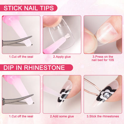 14PCS Nail Glue for Press-On Nails – Super Strong Acrylic Nail Glue, Long-Lasting for Salon Quality Results
