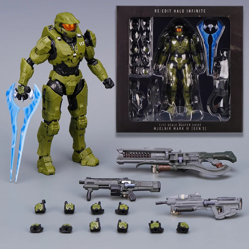 Halo Master Chief Action Figure – 1/12 PVC John-117 Collectible Toy with Full Body Articulation