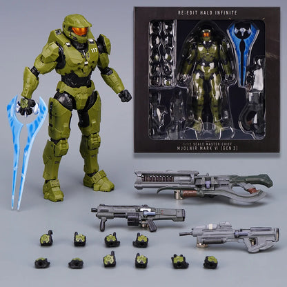 Halo Master Chief Action Figure – 1/12 PVC John-117 Collectible Toy with Full Body Articulation
