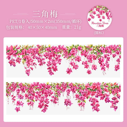 5x200cm INS Fresh Vine Theme PET Tape – Adhesive Stickers for DIY Scrapbooking, Diary, and Collage Crafts