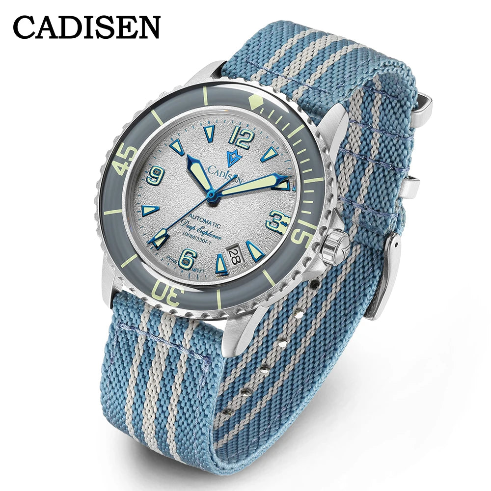 CADISEN Deep Explorer 2025 Automatic Mechanical Men’s Watch – Canvas Strap, NH35 Movement, Luminous & Waterproof Luxury Wristwatch