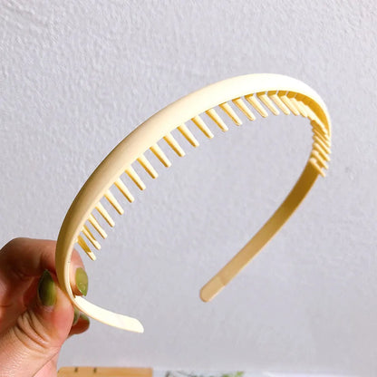 Fashion Solid Color Plastic Hairbands – Toothed Wave Combs, Non-slip Hair Bands for Women & Girls, Face Wash Headbands, Hair Accessories