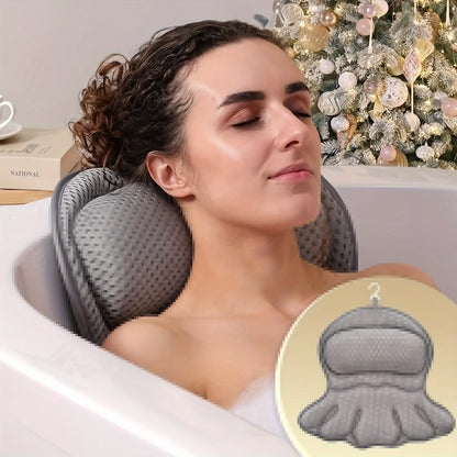 Luxury Bath Pillow with 3D Air Mesh - Secure Suction Neck & Back Support for Home & Spa Use