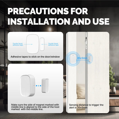MOES Tuya ZigBee Smart Window & Door Sensor – Home Security Alarm with Remote Control via Smart Life App