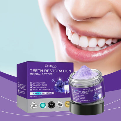 Purple Teeth Whitening Mineral Powder – Teeth Restoration, Stain Removal & Fresh Breath Oral Cleanser