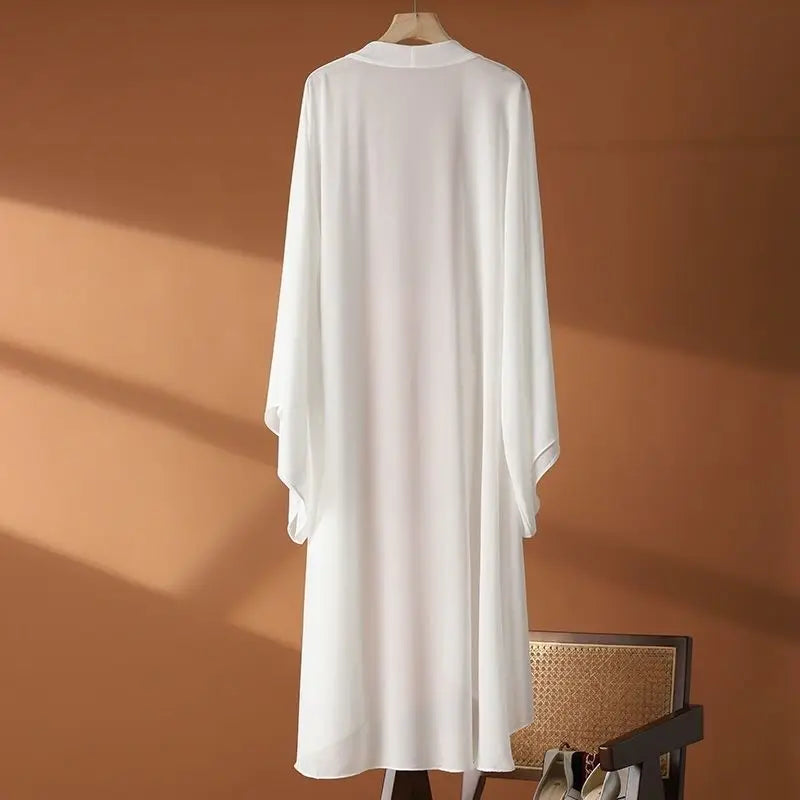 2024 Summer Sunscreen Shirt for Women – Long Chiffon Cardigan, Loose Fit Blouse, Thin Outerwear Shawl Jacket
