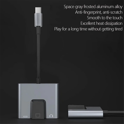 RGEEK USB-C to Ethernet Adapter Hub — Type-C to LAN, 3.5mm Audio & PD Charging Dock for iPhone & Android
