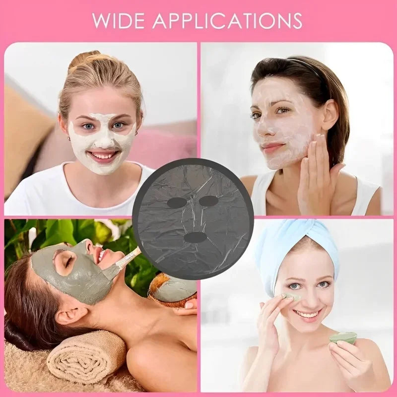 Disposable Full Face & Neck Beauty Wraps - 100/500pcs Transparent Plastic Film Mask Covers