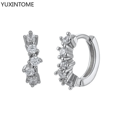925 Sterling Silver White Zircon Hoop Earrings for Women – Fashion Geometric Crystal Silver Earrings Fine Jewelry Elegant Daily Wear Jewelry