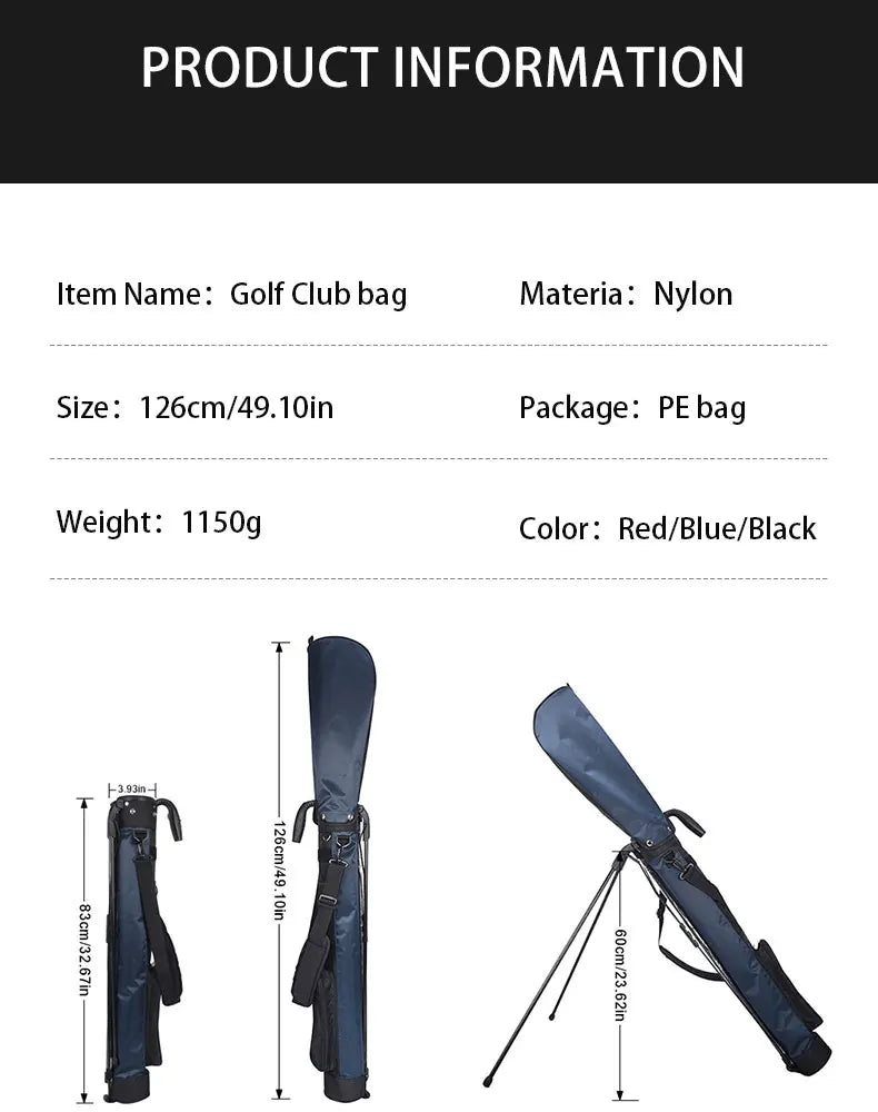 Lightweight Golf Club Bag with Bracket - Waterproof Stand Carry Bag, Golf Gun Rack Design