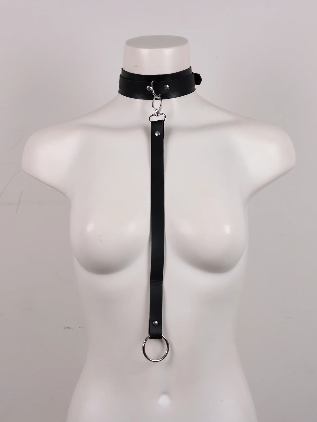 Men's Gothic Leather Collar – Adjustable Punk Chain Neck Accessory with Traction Rope