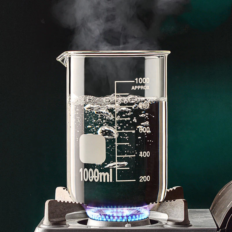 High Borosilicate Glass Measuring Cup – Clear Scale Laboratory Beaker, Kitchen & Baking Measuring Cup (50-1000ml)