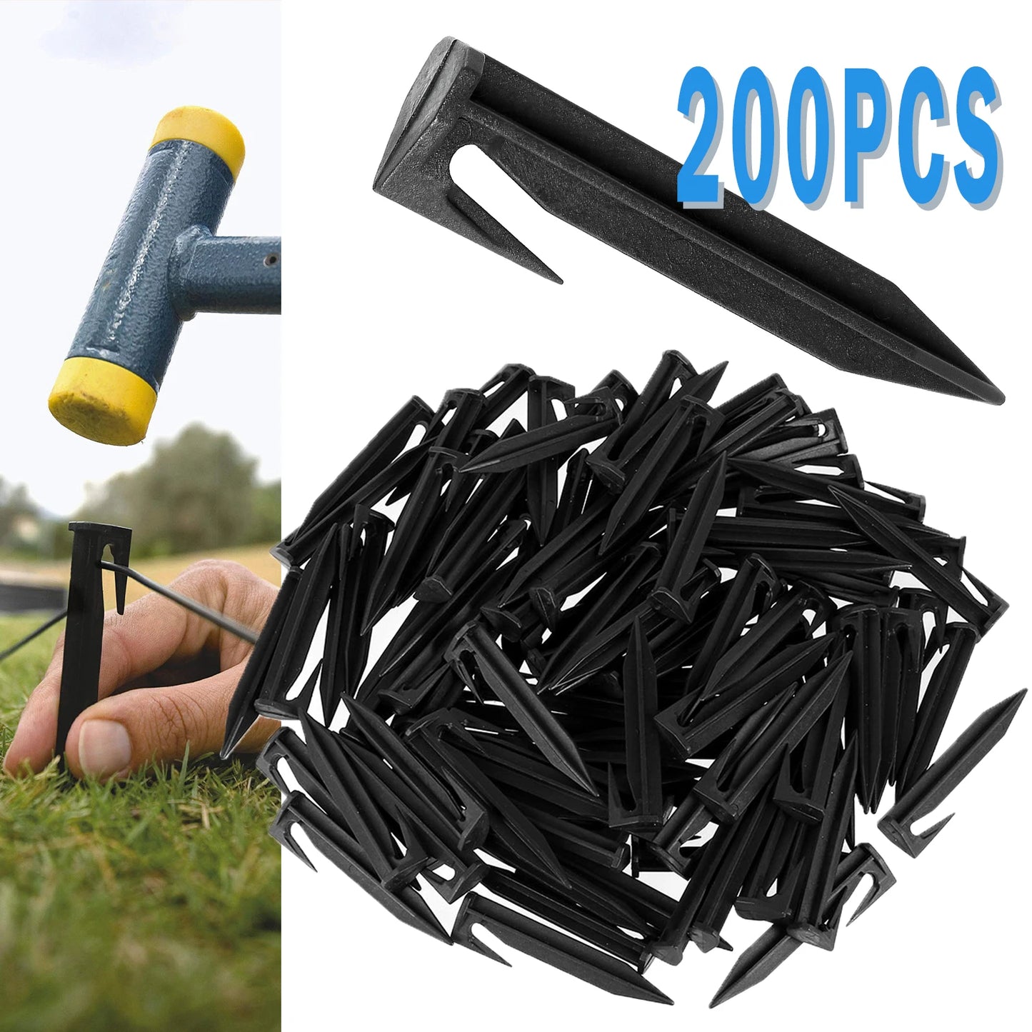 Garden Lawn Mower Ground Pegs - 100-300PCS Eco-Friendly Boundary Cable Stakes for Quick Installation
