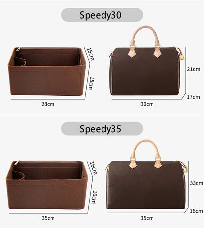WUTA Felt Insert Bag Organizer — Inner Liner for LV Speedy 20/25/30/35 Handbags, Makeup & Travel Purse Storage