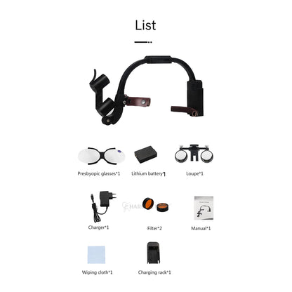5W Dental LED Headlight – 2.5X/3.5X Magnification Binocular Loupes with 2 Filters for Dentist Surgery