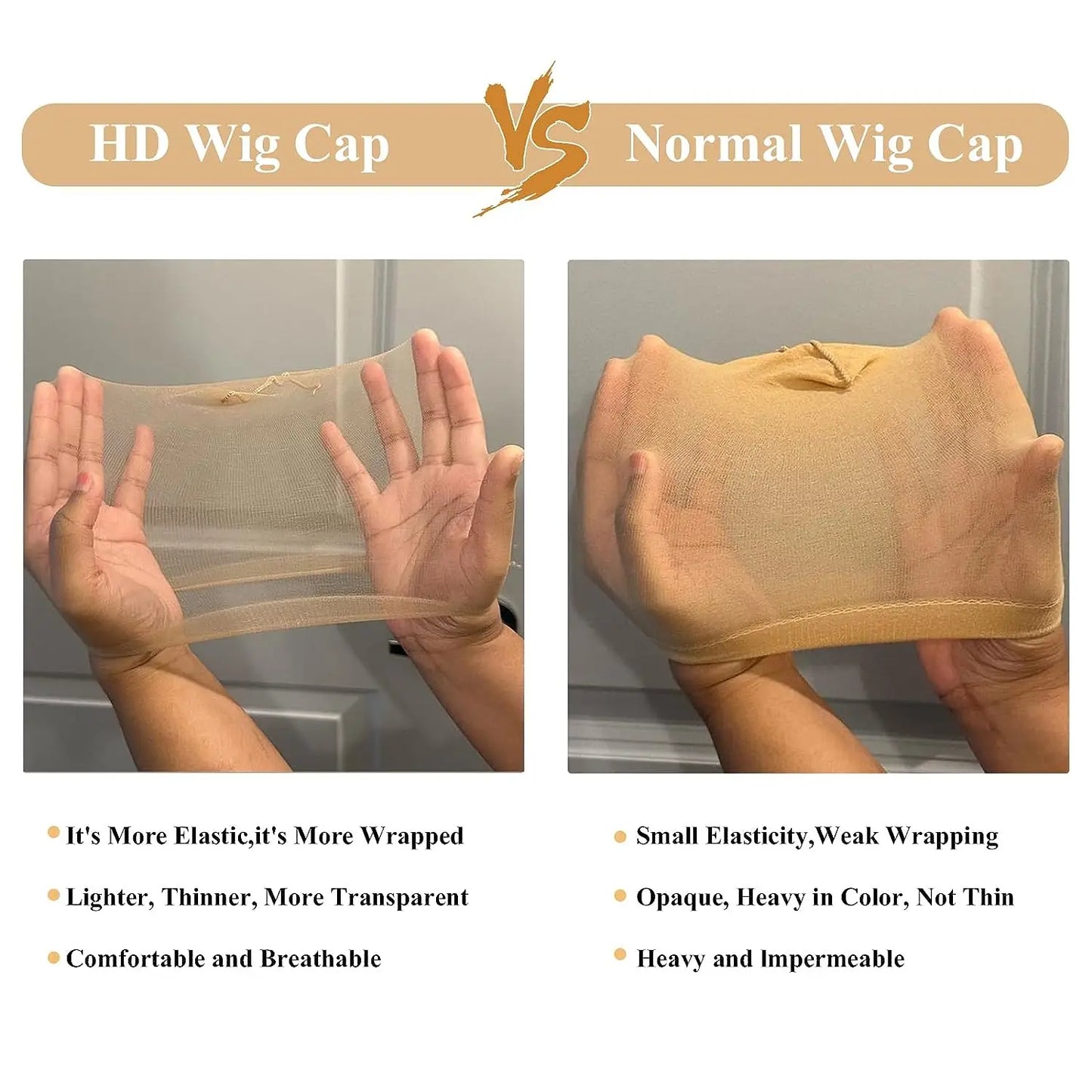 1/5/10 Pack Invisible HD Wig Caps: Transparent Lace Front Wig Stocking Caps for Women