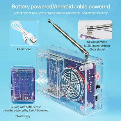 RDA5807S DIY FM Radio Kit - 87–108MHz Adjustable Frequency Digital Display Soldering Project for Electronics Practice