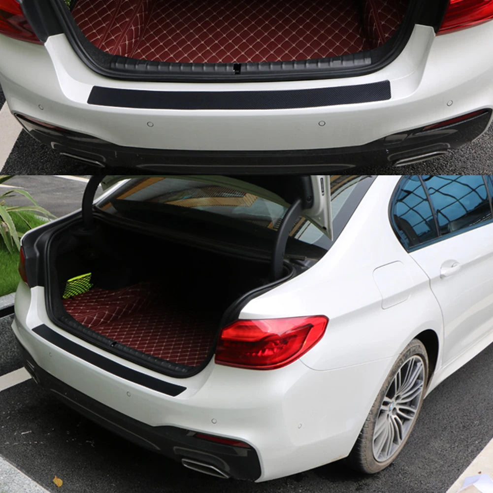 3D Carbon Fiber Trunk Guard Sticker - Universal Rear Bumper Scratch Protector Strip for Car Trunk & Door Sill Protection